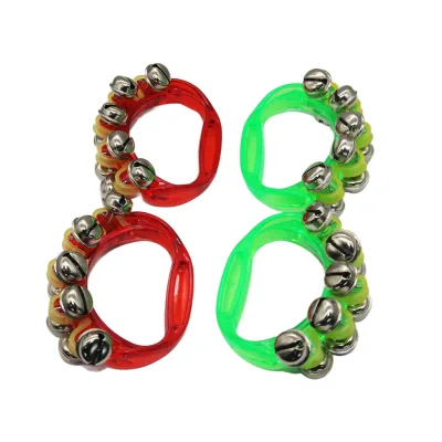 Wrist Bells Percussion Handheld Sleigh Bells with Plastic Handle Musical Instrument Toy Rhythm Instrument Toys