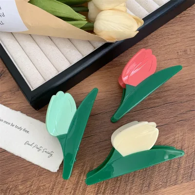 New Creative Acetate Tulip Hair Claws Elegant Flower Hair Claw Clips Eco-friendly Acetate Sweet Splicing Tulip Hair Accessories