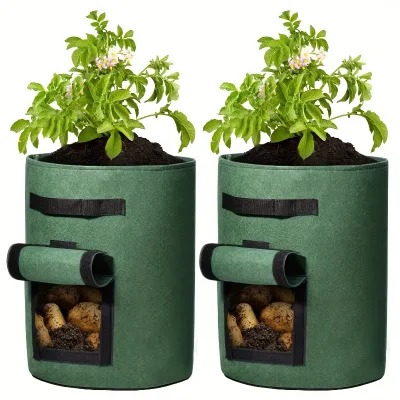 Clearance Sale Grow Bags Planter Bags Round Shaped Green Color Plants Grow Bags Suitable For Terrace And Vegetable Potato