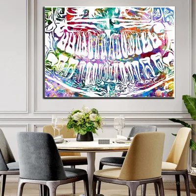 Colorful Tooth Laugh Dental Art Dentist Canvas Painting Modern Art Wall Picture Prints for Medical Education Office Home Decor