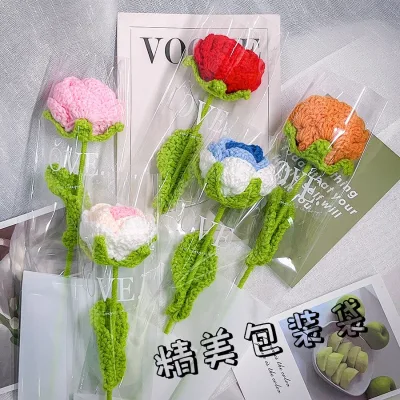 Artificial Sewing Accessories Rose Sunflower Carnation Tulip Flower Handmade Sew-on Applique Crochet Applique DIY Flowers