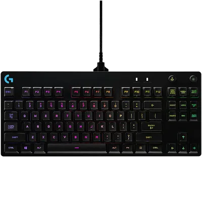 Logitech G PRO Mechanical Gaming Keyboard Ultra Portable Tenkeyless Design USB Cable 16.8 Million Color LIGHTSYNC Backlit Keys