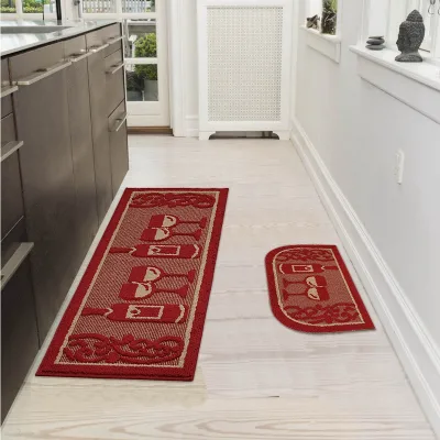 2PCS Kitchen Mat Floor protection for Kitchen Room Door Mat Carpet Rugs Wine Desgin