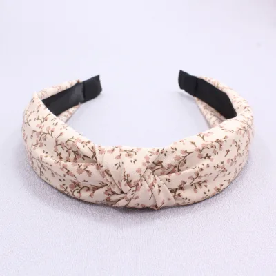 Korean New Fashionable Versatile Simple Print Cross-knotted Headband Women Headband Floral Hair Accessory