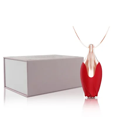 Red Rose Necklace Vibrating Bullet Vibrator 10 Powerful Clitoral Rose Vibrators Necklace Mini Rose Toy
