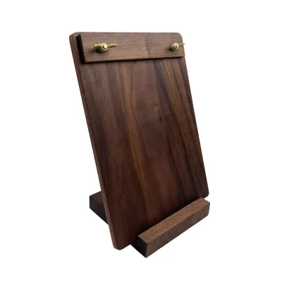 Customized  Wooden Menu Holder Clipboard Tabletop Menu Stand Restaurant Wood Menu Holder Stand