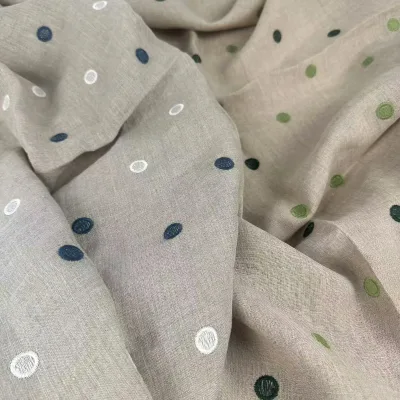 Circle Jacquard available enzymed stone soft washed linen fabrics for dress