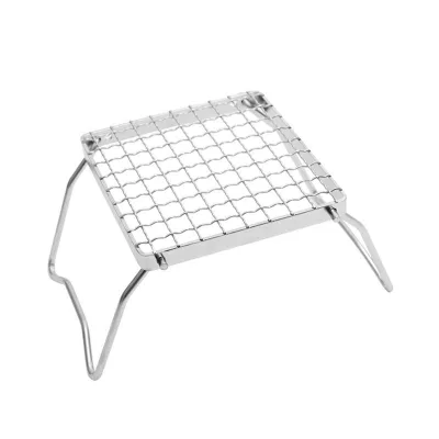 Promotional Outdoor Stainless Steel Mini Stove Stand Portable Barbecue Grill Desktop Use Small Mesh Barbecue Pan for Hiking