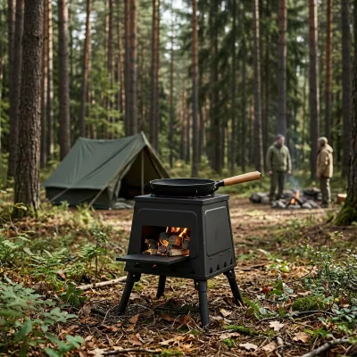 Pyramid Wood Burning Portable Folding Camping Pagoda Rocket Stove Carbon Steel Outdoor Cooking BBQ Grill Pagoda Stove