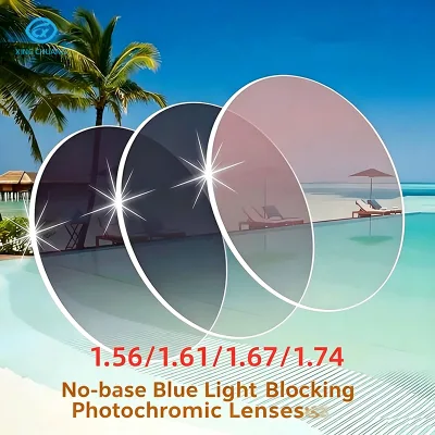 1.56/1.61/1.67/1.74 Anti-blue Light Sunglasses Color-changing Film Turns Gray, Tea Powder, Purple-blue