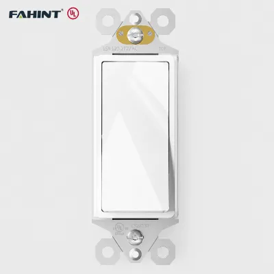  Style Single Pole Rocker Light Switch 15A 120V UL Listed Residential Grade Screwless Wall Plate Paddle Switch