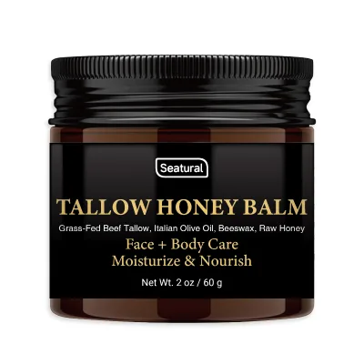 Grass-Fed Beef Tallow Balm with Raw Honey Moisturizing Balm for Soft, Smooth Skin Handmade All-Natural Moisturizer