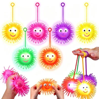 Hot Sale LED Puffer Ball Light up Party Favors for Kids Bulk Sensory Bouncy Ball Goodie Bags Stuffers Prizes Kids Pinata Fillers