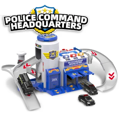 New Arrival Police Station Parking Lot Toys with Music Light Slot Toys Education Police Toy Set for Kids