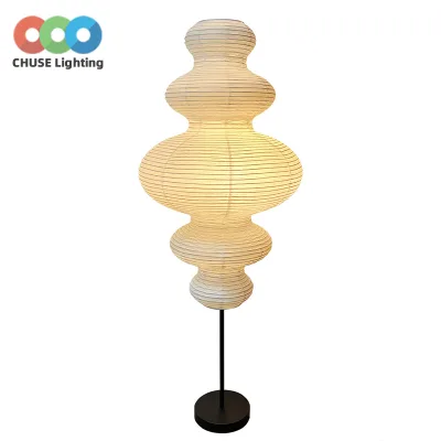 Wabi Sabi LED Standing Floor Lamp Unique Minimalist Iron Body Creative Rice Paper Shade for Hotel Use for Living Room Bedroom