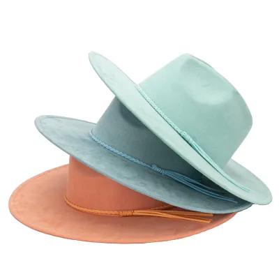 Wholesale Fedora Hats for Women Colorful Water Drop Roll-Up Brim Unisex Breathable Sunscreen Business Party Tissue Rope Band Hat