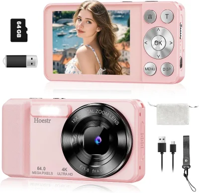 CCD A60 4K Camera 2000mAH Long Battery Life 12H Recording Time 18X Zoom Timestamp Autofocus Camera for Photography Video
