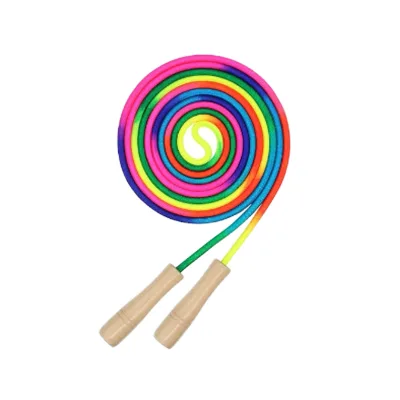 Customizable Rainbow Jump Rope with Wood Handle Kids and Workout-friendly Color Jumps Rope