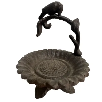 Heavy-Duty Cast Iron Sunflower Tray Feeder for Birds Outdoor Sturdy Garden Metal Bird Feeder