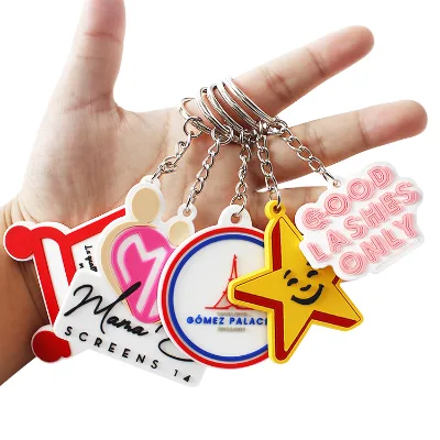 Custom Your Logo Name Business Gift Soft 2D 3D PVC Silicone Rubber Keychain Embossed Printing Custom Size Fashion Design Luxury