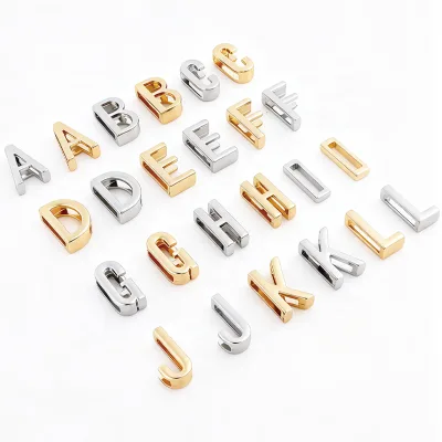 Kingming 26 Alphabets Letters for Luggage Zinc Alloy a to Z Metal Factory Wholesale Waterproof Gold Metallic Letter K for Bag