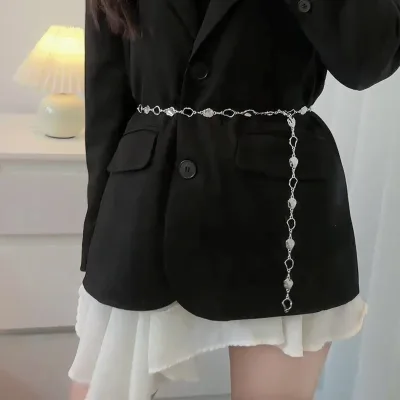BOYI  Simple Waist Chain Accessories Suit Skirt Shirt Silver Metal Sequin Pants Chain Versatile Belt