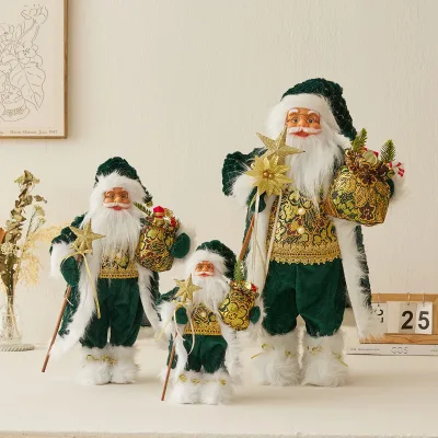 Handmade Santa Claus Figurines Christmas Decorations Window Display Arrangements and Mall Decorations with Christmas Tree Gifts