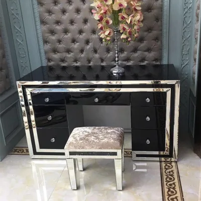 Unique Design Black Mirrored Dressing Table