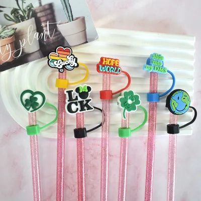 Wholesale Products Patricks Day Straw Tip Covers Straw Topper Drink Cover Cup Cover for Drinks