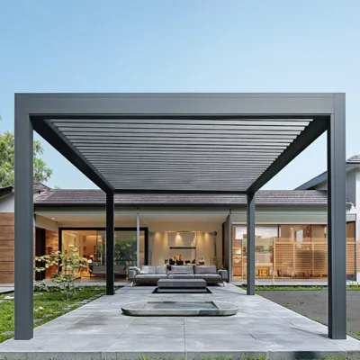 Heavy Duty Slatted Roof Electric Aluminium Louvre Shutters Outdoor Patio Pergola With Sunshade for Pavilion