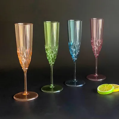 Lightweight 4oz PS Champagne Glass Semi Transparent Multi Color Reusable Party Hotel Restaurant Goblet
