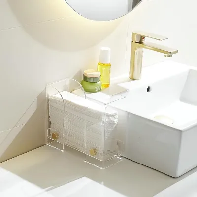 Paper Towel Holder Countertop Acrylic Storage Holder for Kitchen Bathroom Folded Trifold Paper Towels Acrylic Tissue Box