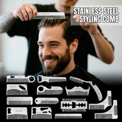 High Quality Stainless Steel Hair Styling Comb Heat Resistant Anti-Static Styling Comb Professional Salon Hair Cutting Comb