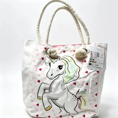 Customized Cotton Canvas Plush Backpack Tote Bag with Zipper Lock Colorful Printed Design 23x27CM Promotional Gift