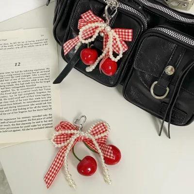 2026 Sparkling Gold Cherry Pendant for Coach Handbag Shoulder Bags Women's Purse Keychain Charm Festive Christmas Accessory