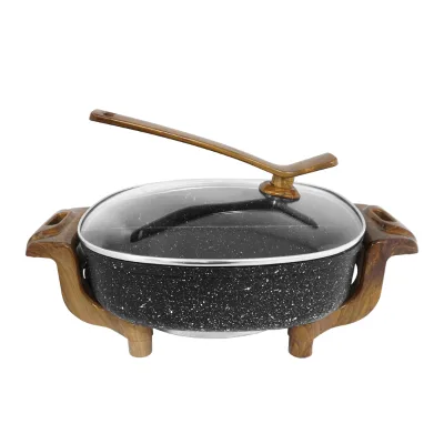 Best 8-Liter High-Power Electric Square Hotpot Multifunctional Shabu-Shabu Soup Cooker Skillet Glass Lid Household Use US Plug