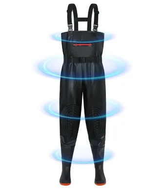 Outdoor Wader Fishing Pants Waterproof Wear Resistant Boots PVC OEM Customized Polyester Knitted Fabric Breathable