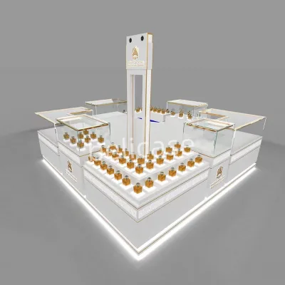 Free Design Retail Aroma Perfume Led Display Stand Cabinets Display Perfume Mall Kiosk Layout Design for Perfume Shop