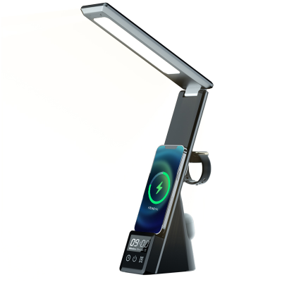 5 in 1  Wireless Charger Desk Lamp Charger Wireless LED Table Lamp Clock Wireless Charger Holder