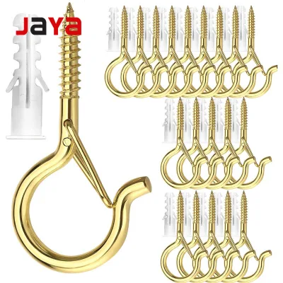 JAYA Factory Supply Gold/black Small Garden Hook Safety Buckle Windproof Hook Storage Nail Iron Q Shape Hook