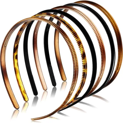 Fancy Day Korean Adult Non Slip Plain Hair Accessories Hair Bands Plastic Leopard Print Shiny Black Headband