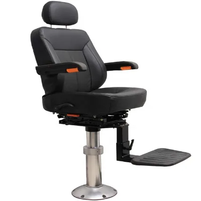 CX Adjustable Hydraulic Orbital Pilot Marine Chair Leather Aluminum Frame ABS Certified Red/Black for Boat