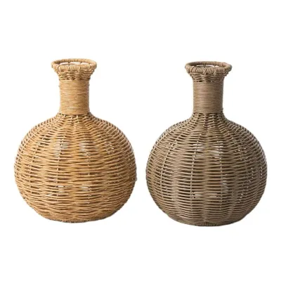 Hand-woven PP Rattan Modern Eco-Friendly Tabletop Flower Vase Set for High-end Living Room Decoration Small Flower Vase