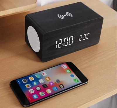 Wholesale BT Speaker With Wireless Charger and Alarm Clock Use for Mobile Phone