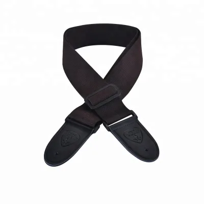 Adjustable Polyester Blank Guitar Strap, Cheap Custom Guitar Strap with Leather Ends for Bass,Electric&Acoustic