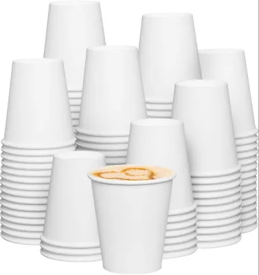 Single Wall White Biodegradable Compostable Eco-Friendly Disposable Coffee Cups Heat Insulated Leak-Proof Office Break Room Cafe