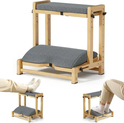 Extra Large 2-in-1 Bamboo Under Desk Footrest with Premium Foam Cushion Works Great for Added Height