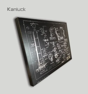 Abstract Engineer Drawing Art Canvas Painting With Silver Foil for Wall Art