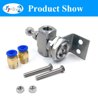 Premium Thin Bracket Mount Siphon Fed Two-Fluid Atomizer Stainless Steel 10 Degree Round Cone Adjustable Flow Spray Nozzle