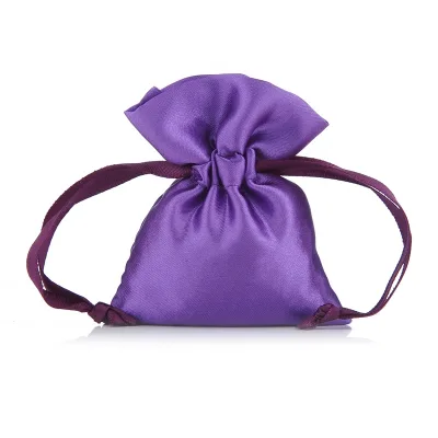 8*11Cm Purple Satin Bag Custom Logo Accept Multi Color Mini Drawstring Gift Pouches for Cosmetic Hair Bundles Hair Bags